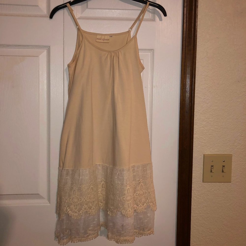 Strappy, layerable dress with lace bottom